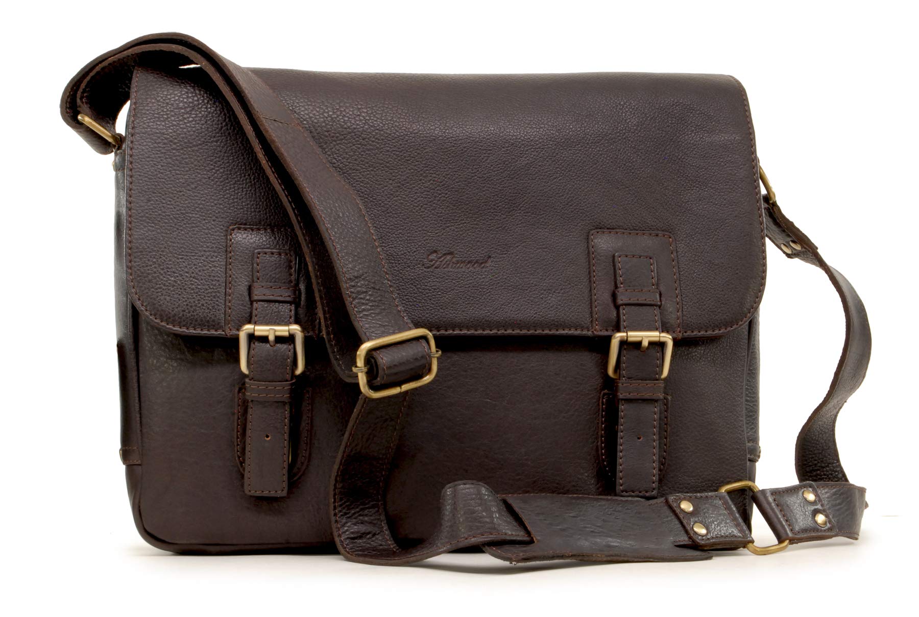 Ashwood Mens Double Clasp Laptop Satchel - Brown - Jasper