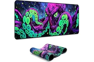 Simpkeely Blacklight Octopus Gaming Mouse Pad – UV Reactive Kraken Tentacles Desk Mat, Neon Glow in The Dark Waterproof Exten