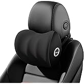 LIQUN Memory Foam Car Neck Pillow, Neck Support Pillow, Neck Support Pad Pain Relief, Adjustable Belt and Breathable Detachable, Suitable for Most Car Pillows Black