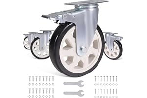 BZOLIHEU 6 Inch Caster Wheels 3000lbs,Casters Set of 4 Heavy Duty with Dual Locking,Polyurethane No Noise Wheels Swivel Casters for Cart, Workbench and Furniture(Free Screws & Spanners)
