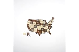 Colorfull Worlds 3D Wooden USA Map, Gift for American Friend, United States of America Wooden Wall Decor, Map for Poland USA Traveller (M- 40x25 cm | 15.7 x 10 inches)