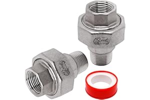 S SYDIEN 2PCS Cast Pipe Fittings Union, 3/8" NPT Male x 3/8" NPT Female 304 Stainless Steel Cast Pipe Fitting