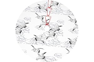 Christmas Tree Skirt Japanese Crane Print Xmas Tree Cover for Holiday Party Winter Home Decor 30/36/48 Inch