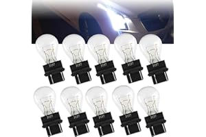 Sumjig 10 PCS Car Halogen Brake Bulb, 3157 12V 21/5W Instrument Light Bulb, Super Bright Automobile Lighting Replacement Accessories, Universal for Most Cars, Trucks and Vans (White)