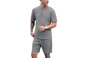 SPKPKEY Men's 2 Piece Casual Short Outfits Short Sleeve T-Shirts and Shorts Matching Tracksuit Set