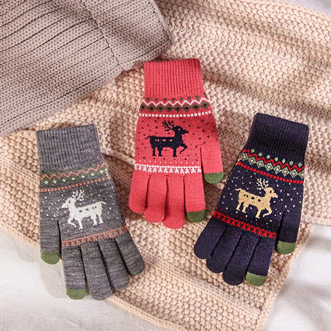 snow deer mittens