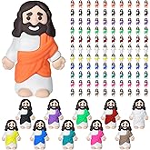 Keway 110 PCS Mini Jesus Figurines in Bulk, Little Jesus for Hide and Seek, Religious Easter Egg Stuffers Rubber Tiny Miniature Jesus, Baptism Gifts, Sunday School Crafts & Party Favors (11 Colors)
