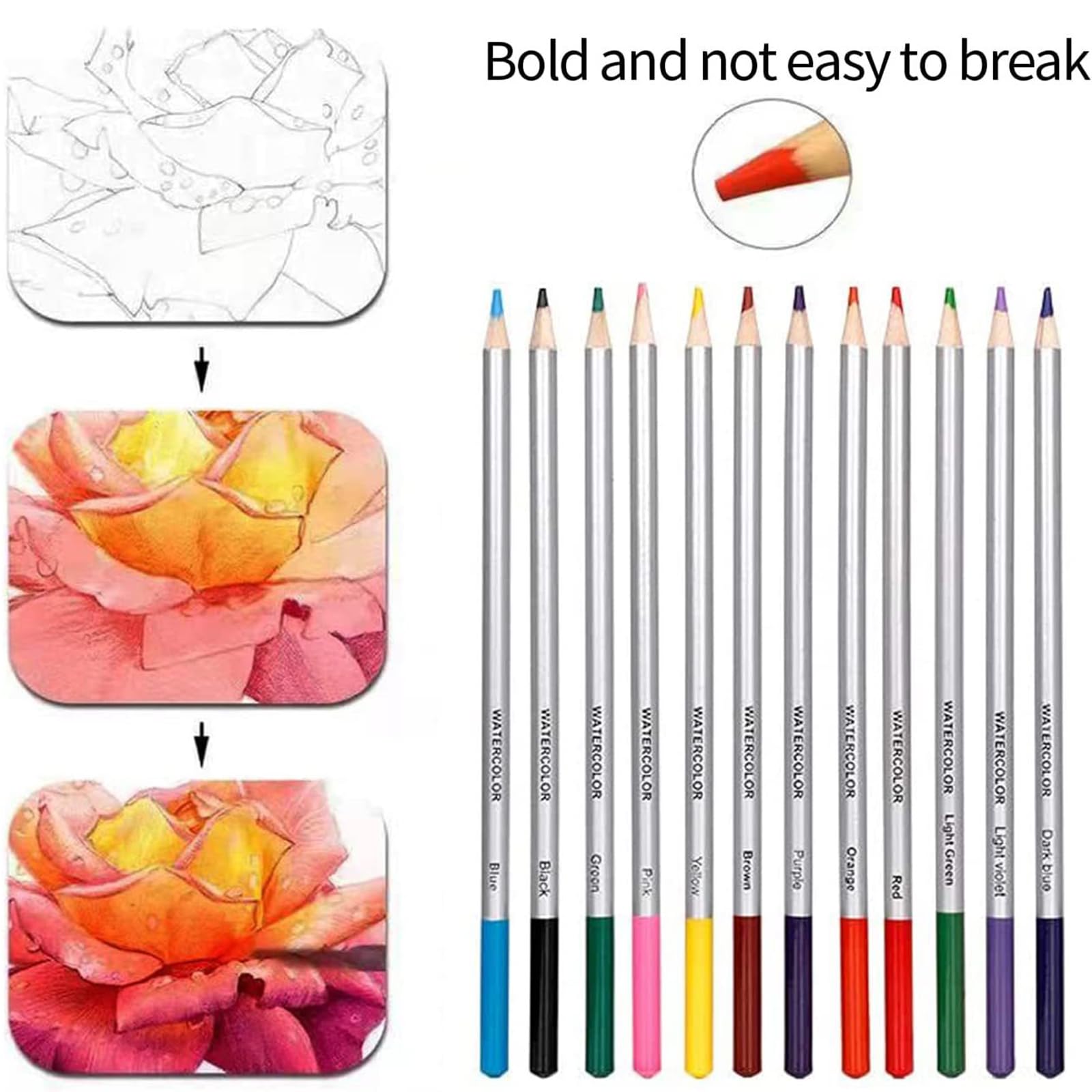 HOTCOLOR Drawing Pencils 38pcs Art Supplies Set Sketching Pencil Set with Graphite Pencils,Watercolor Pencils with Brush,Charcoal Pencils Set for Artists Adults Kids Beginners