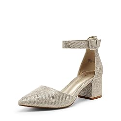 DREAM PAIRS ANNEE Pointed Toe Low Chunky Heels Pump