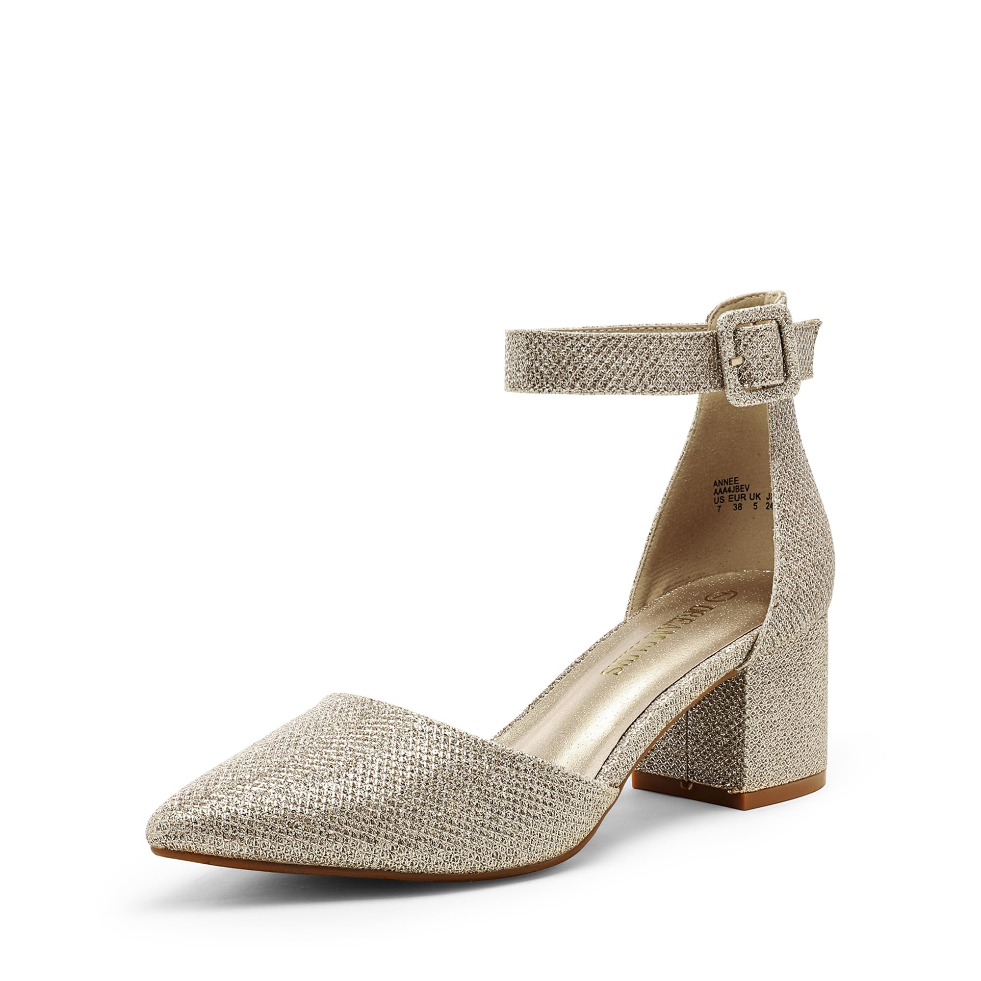 DREAM PAIRS ANNEE Pointed Toe Low Chunky Heels Pump