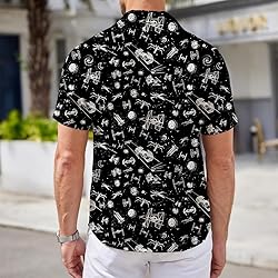 Black Spaceships Mens Funny Hawaiian Shirts 3D