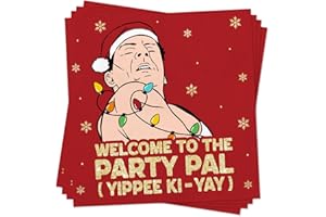 Die Hard Christmas Cocktail Napkins, 50 Pack Funny Holiday Dinner Paper Napkins, Christmas Party Decor Supplies, Welcome to T