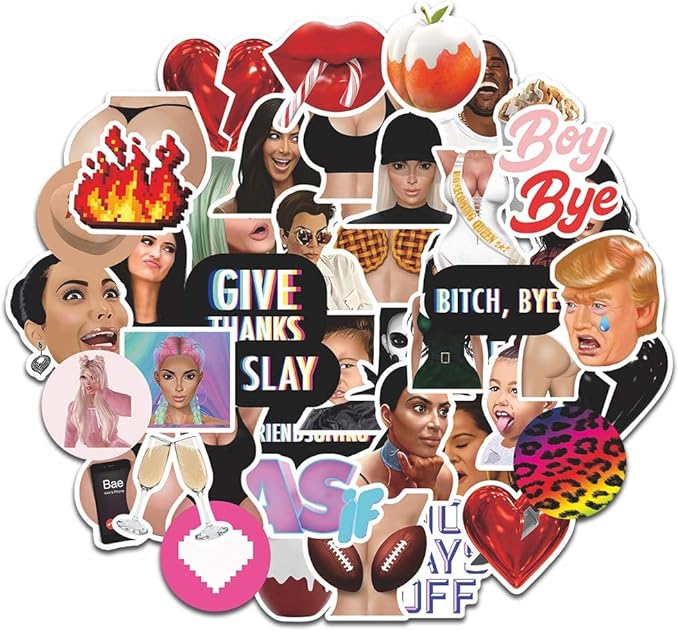 PMSMT 44PCS Sexy Kardashian Stickers Adulto Impermeable