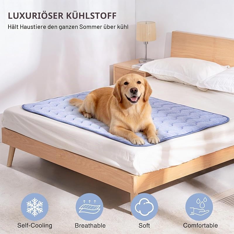kühlmatte Hunde, doppelseitige Kühlmatte für Haustiere, 70 x 48 cm, Arc-Chill-Kühlfaser & Q-MAX > 0,45, für Sofa und Auto, Faltbare und Waschbare Sommerdecke kühlmatte für Hunde – M