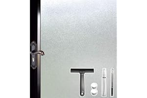 DUOFIRE Window Privacy Film Natural Frosted Glass Window Film Static Cling No Glue Anti-UV Window Cling Privacy Film Non Adhesive for Office Meeting Room Bathroom Living Room 17.4in. x 78.7in. S001