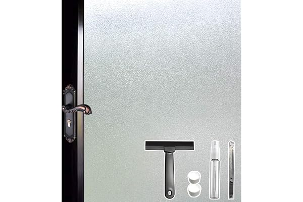 DUOFIRE Privacy Window Film Frosted Glass Film Static Cling Glass Film No Glue Anti-UV Window Sticker Non Adhesive for Privac