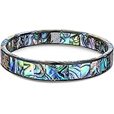 AeraVida Shimmering Ocean Colors Abalone Shell Mosaic Bangle Bracelet | Elegant Abalone Shell Bracelet for Women | Jewelry Gift