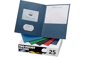 FILE-EZ Two-Pocket Folders, Assorted Colors, 25-Pack, Textured Paper, Letter Size (EZ-32500)