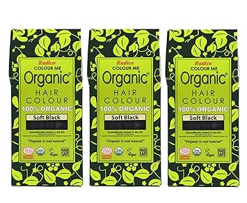 Radico Certified Organic Hair Colour, Soft Black, 100g (Pack of 3)