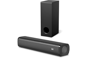 Wohome Sound Bar for Smart TV with Wired Subwoofers, 2.1 Channel Small TV Soundbar Speakers with Colorful Backlight, Home Theater Surround Sound System, Bluetooth 5.3/ Optical/AUX Connectivity