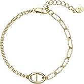Semper.L 14K Gold Plated Dainty Layered Anchor Chain Bracelet for Women – Adjustable Minimalist Pendant Jewelry, Trendy Fashion Gift | Star & Anchor Bracelet (Combi)