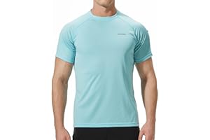 Pausel Men's Rash Guard Swim Shirts Short Sleeve UV Sun Protection Quick Dry UPF 50+ SPF Fishing Beach Water Shirt