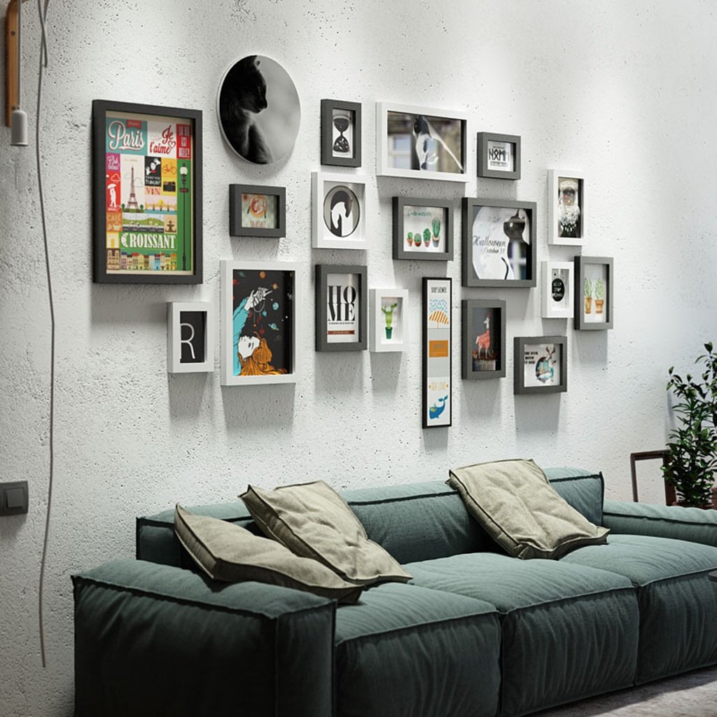 Farbe : Schwarz Set von 17 Collage Frames Unbekannt Global Wand