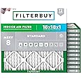 Filterbuy 18x18x1 Air Filter MERV 8 Dust Defense (12-Pack), Pleated HVAC AC Furnace Air Filters Replacement (Actual Size: 17.75 x 17.75 x 0.75 Inches)