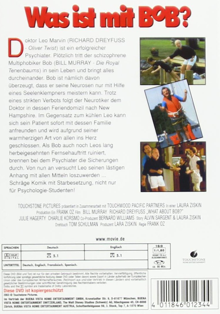 Was Ist Mit Bob Amazon De Bill Murray Richard Dreyfuss Julie Hagerty Kathryn Erbe Miles Goodman Frank Oz Bill Murray Richard Dreyfuss Dvd Blu Ray
