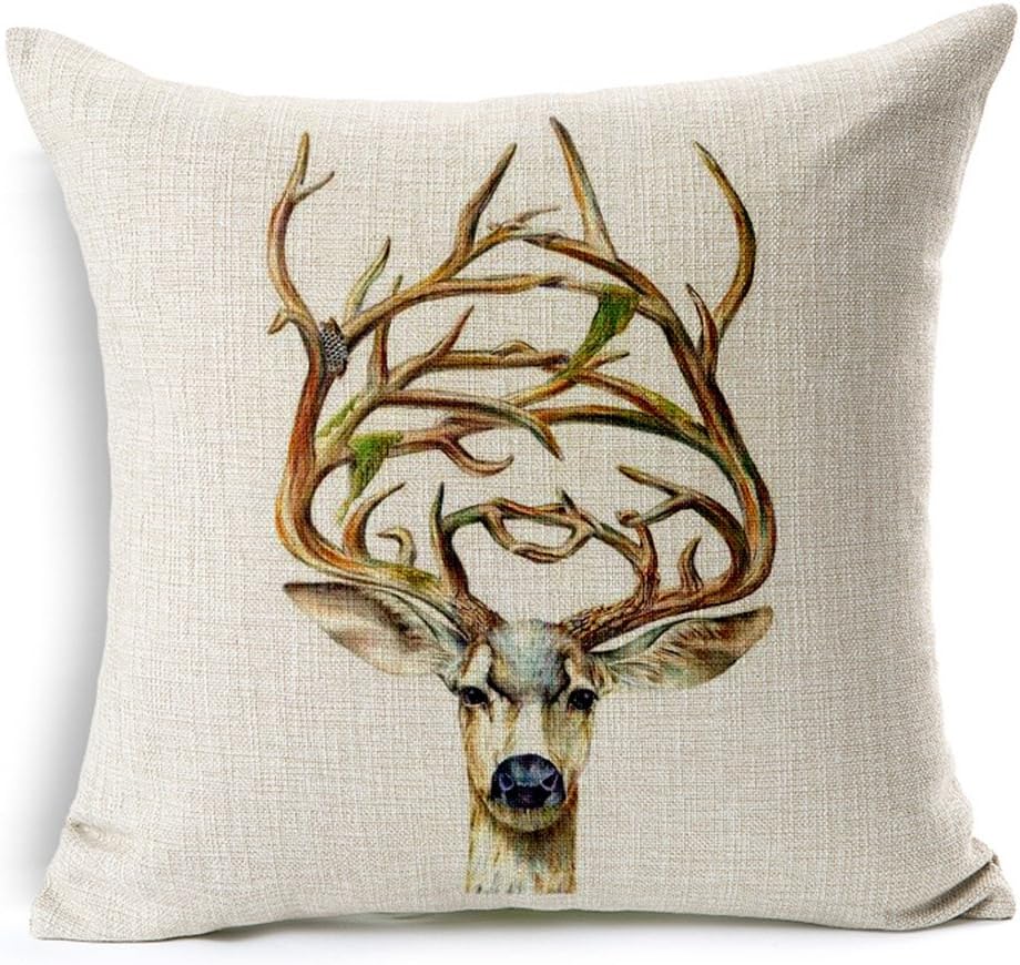 LOHOME New Beautiful Animal head 18 X 18 Inch Cotton Linen Decorative Throw Cushion Cover / Pillow Sham