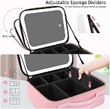 Suupvaor Travel Makeup Bag with LED Mirror 2-Layer Adjustable Compartments view 4