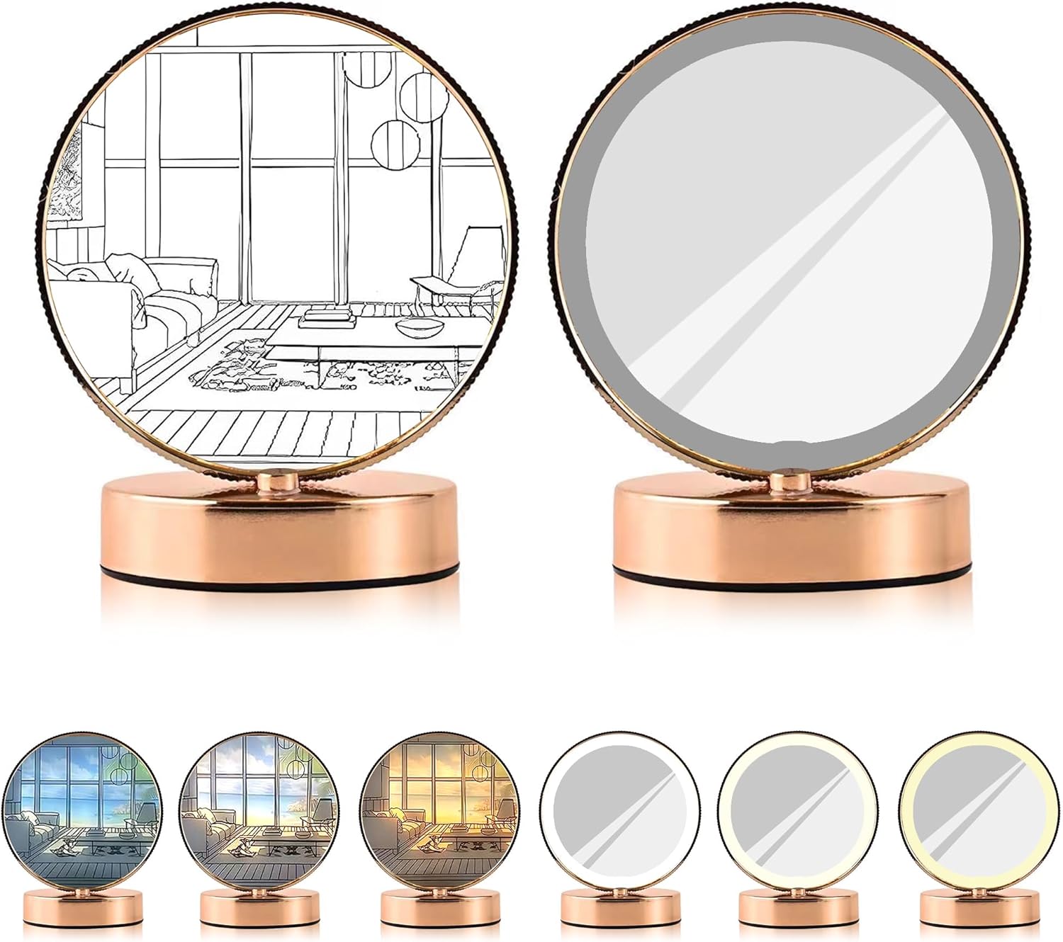 Paintings - LED Mirror and Lighting Painting Multifunctional Decoration, 3 Modes Adjustable LED Luminous Photo Frame, Mesmerizing Light and Shadow Art for Creative Fashion Table Decor and Mirror Seaside