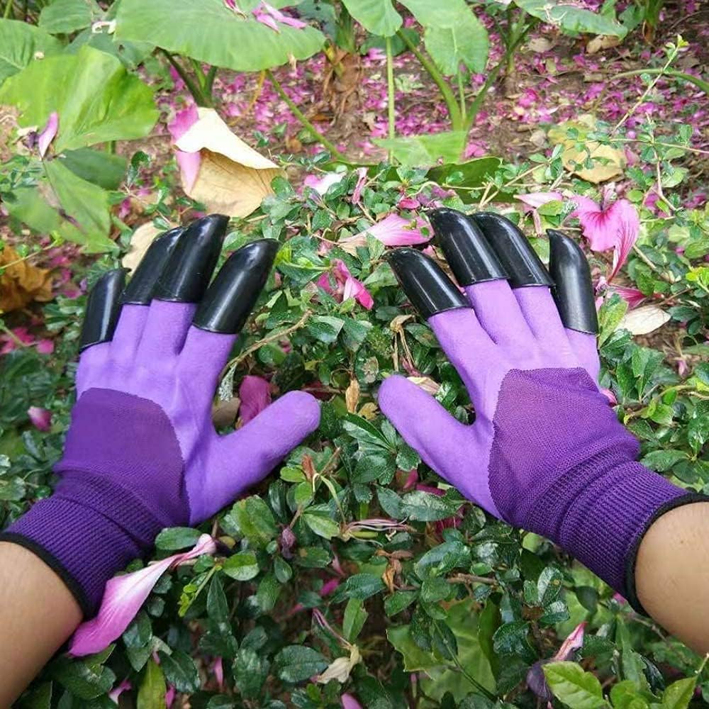 XJYAMUS Gardening Gloves, Waterproof Garden Gloves with Claw For Digging Planting, Best Gardening Gifts for Women and Men. (Purple): Clothing