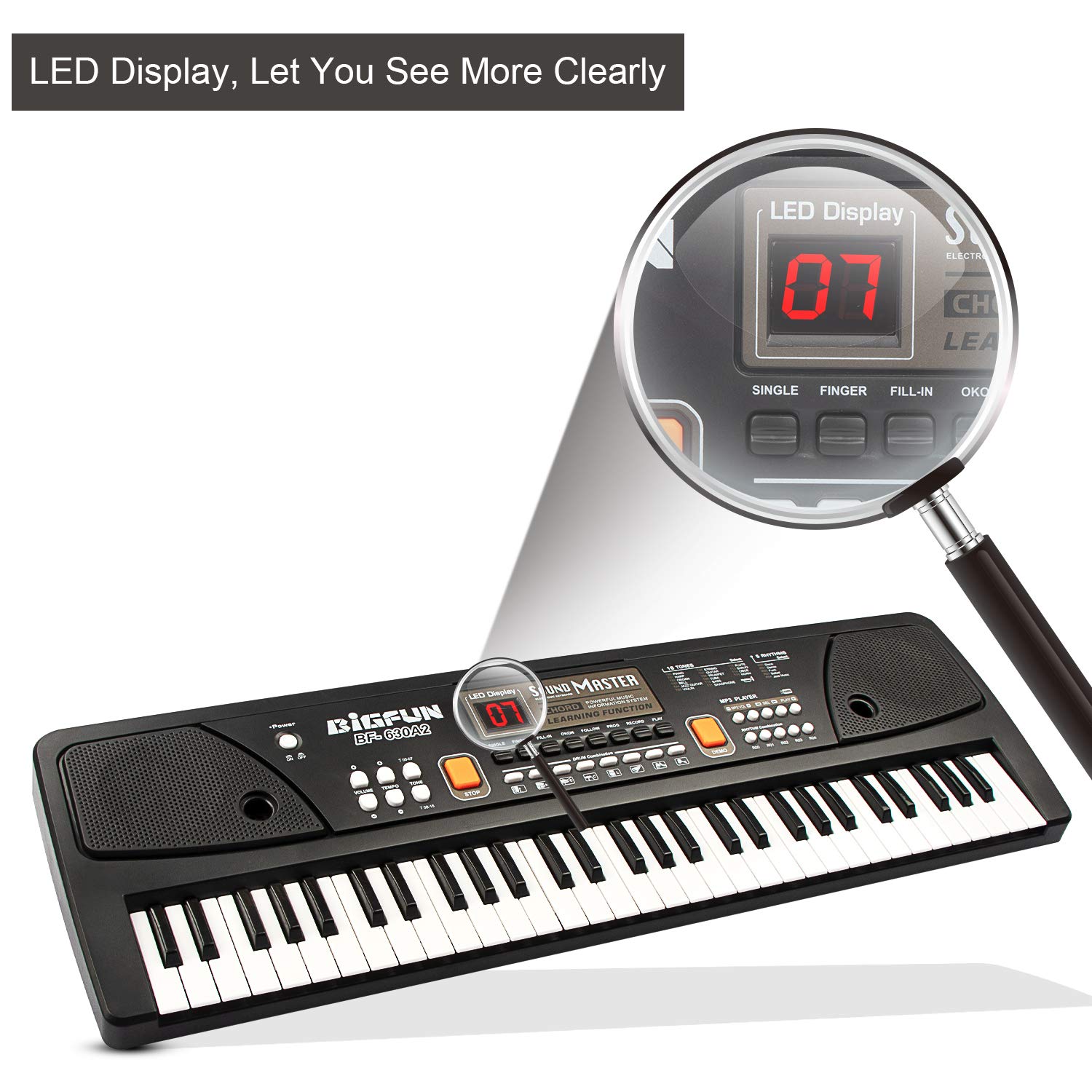 BIGFUN 61 Keys Multifunction Portable Electronic Kids Piano Musical ...