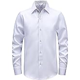 AOTIK Boys Stretch Multi-Use Dress Shirts Wrinkle Free Long Sleeve Button Down Shirts Formal Wedding Prom Shirts