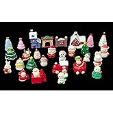 Geiomoo Mini Christmas Snowman Resin Ornaments, Miniature Figurines Set, Xmas Bell Tree Embellishments for DIY Bottle Making Fish Tank Landscape Crafts Decors (30 Pcs)