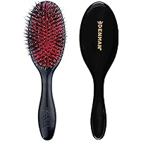 Denman Cushion Hair Brush (Small) with Soft Nylon Quill Boar Bristles - Porcupine Style for Grooming, Detangling, Straighteni