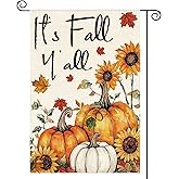 AVOIN colorlife Fall Garden Flag 12x18 Inch Double Sided Outside, It's Fall Y'all Pumpkin Autumn Rustic Yard Outdoor Flag