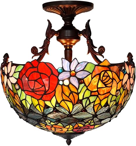 Led Tiffany Style Ceiling Light For Bedroom Flush Mount Handmade