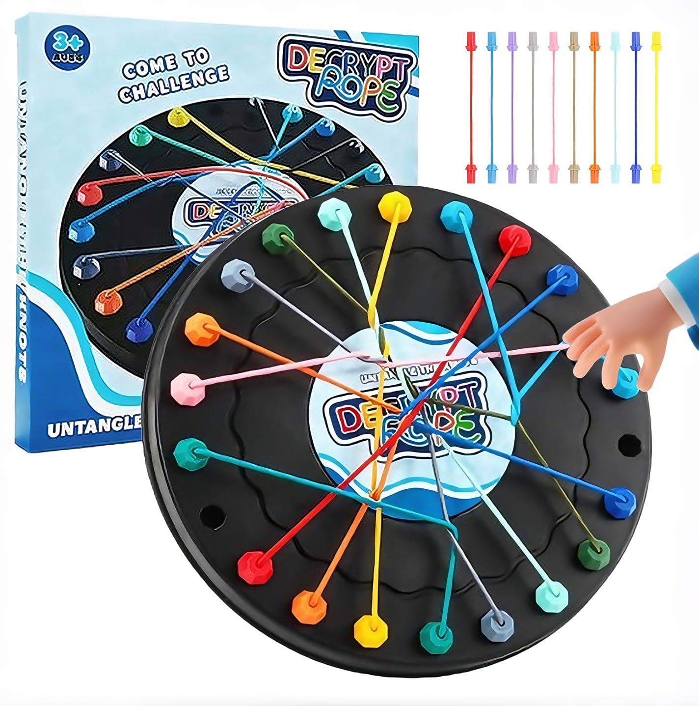 Brainy Knots Puzzle Game - Knots Brain Strategy Rope Challenge Toy, Logic Strategy Board Twist for Kids and Adults, Board Puzzle Games for Family Gathering