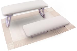 ANGNYA Nail Arm Rest for Nails Tech, Foldable Hand Stand for Nail Tech with PVC Table Mat Microfiber Leather Nail Arm Rest with Bracket Manicure Arm Rest for Nail Salon Technician (White)