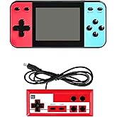 32 Bit Retro Mini Handheld Game Console | Preloaded 600 Fun Video Games with 3.0" IPS LCD Color Display | Rechargeable Mini Portable Arcade Game | Blue-Red ( Multiplayer Remote Control Included)