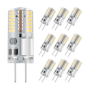 DiCUNO 10-Pack G4 3W LED-Lampe, 250LM, AC/DC 12V Glühlampen äquivalent zu 30W Halogen, warmweiß 3000K, nicht dimmbar, Ersatz 