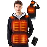 Heated Hoodie for Men and Women with 7.4V Battery, 9-Zone Heated Sweatshirt | Unisex, full-zip with fleece lining, 3-second fast heating, 3-button zone control, up to 10-12 hours for daily outdoor wear