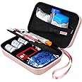 BOVKE Glucose Monitor Case, Diabetic Supply Case for Diabetes Testing Kit, Diabetic Supplies Travel Case for Glucose Meter, Blood Sugar Test Strips, Lancets, Needles, Insulin Pens, Rosegold
