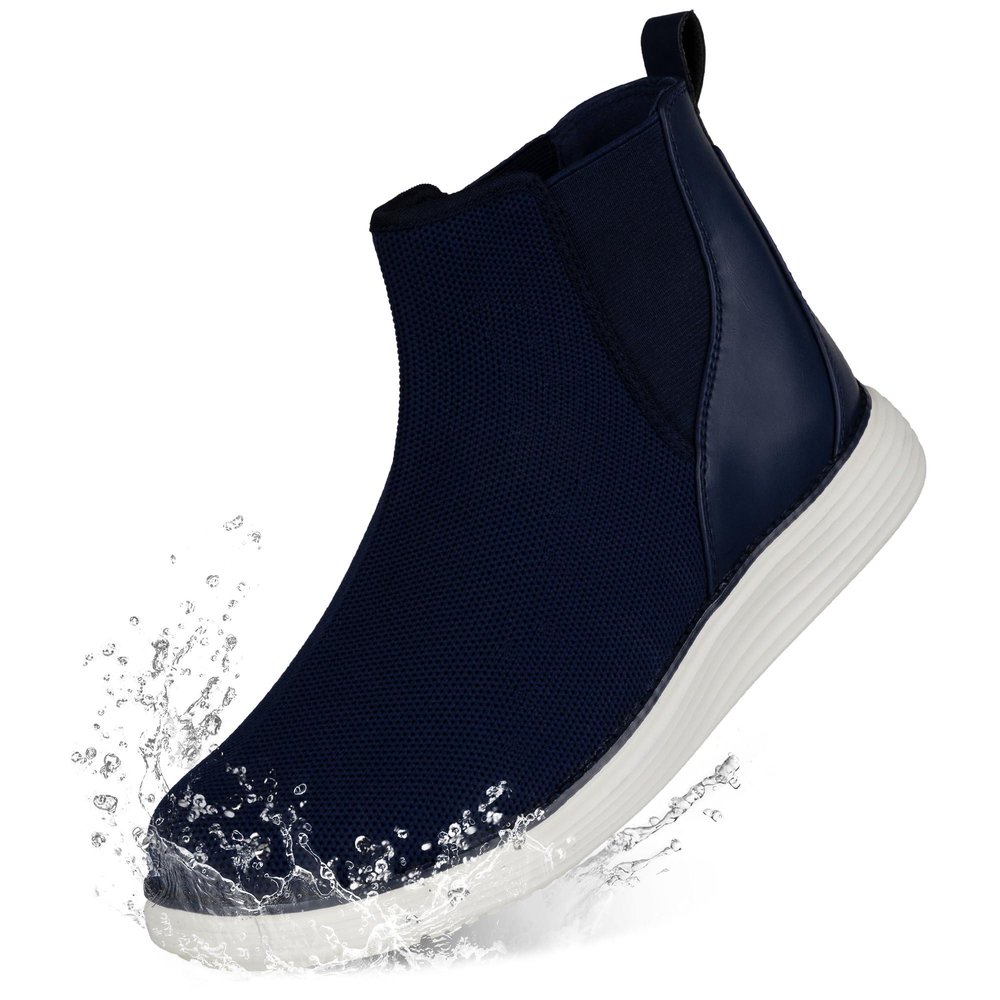 Photo 1 of (damaged strap) CENNID Women's Wide Toe Waterproof Chelsea Orthopedic Boots Ankle Slip on Navy 8