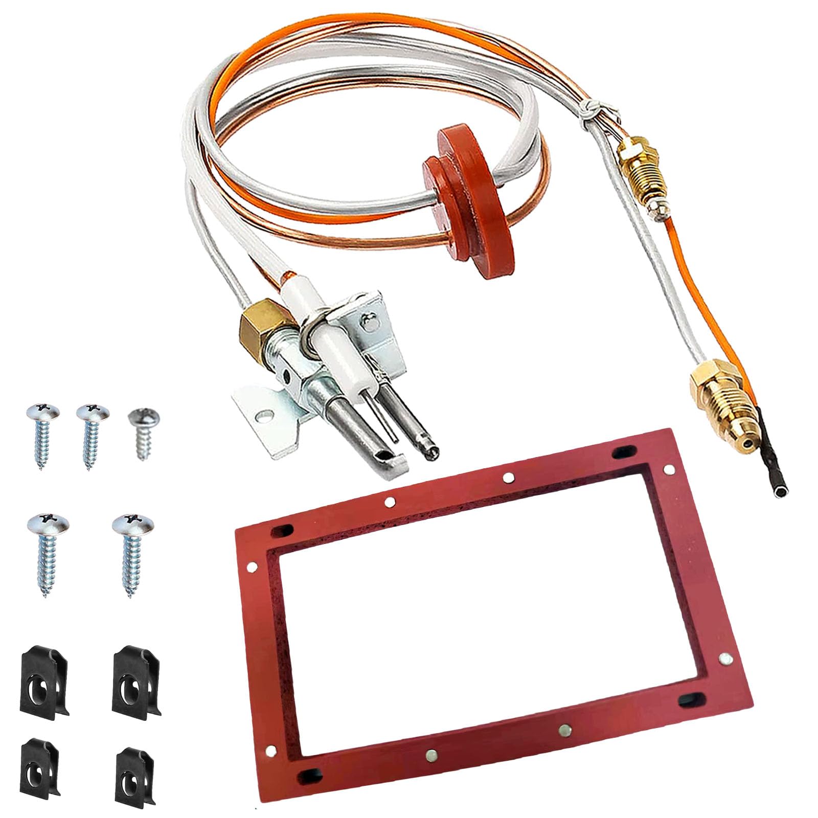 Photo 1 of SP20075, SP20305A Pilot and Igniter Assembly Replacement Kit Compatible with GE, Richmond, Rud, Rheem Natural Gas Water Heater Parts, Includes Pilot Assembly, Burner Door Gasket, Screws, Clips