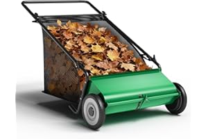 Push Lawn Sweeper, 21-Inch with 4 High-Speed Brushes, Heavy-Duty Steel Frame & Large 3.5 Cu. Ft Hopper Bag for Yard and Leaf 