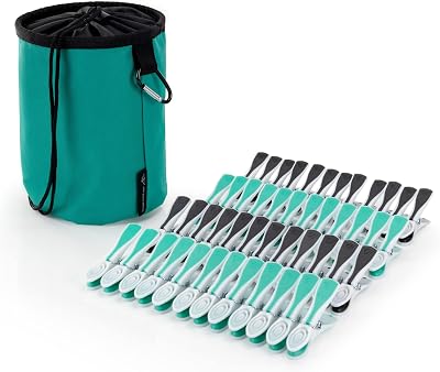 Hangerworld Premium Turquoise Peg Bag & 48 Plastic Clothes Pegs Set