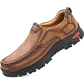 Venshine Mens Walking Shoes Leather Lightweight Breathable Casual Slip On Loafers